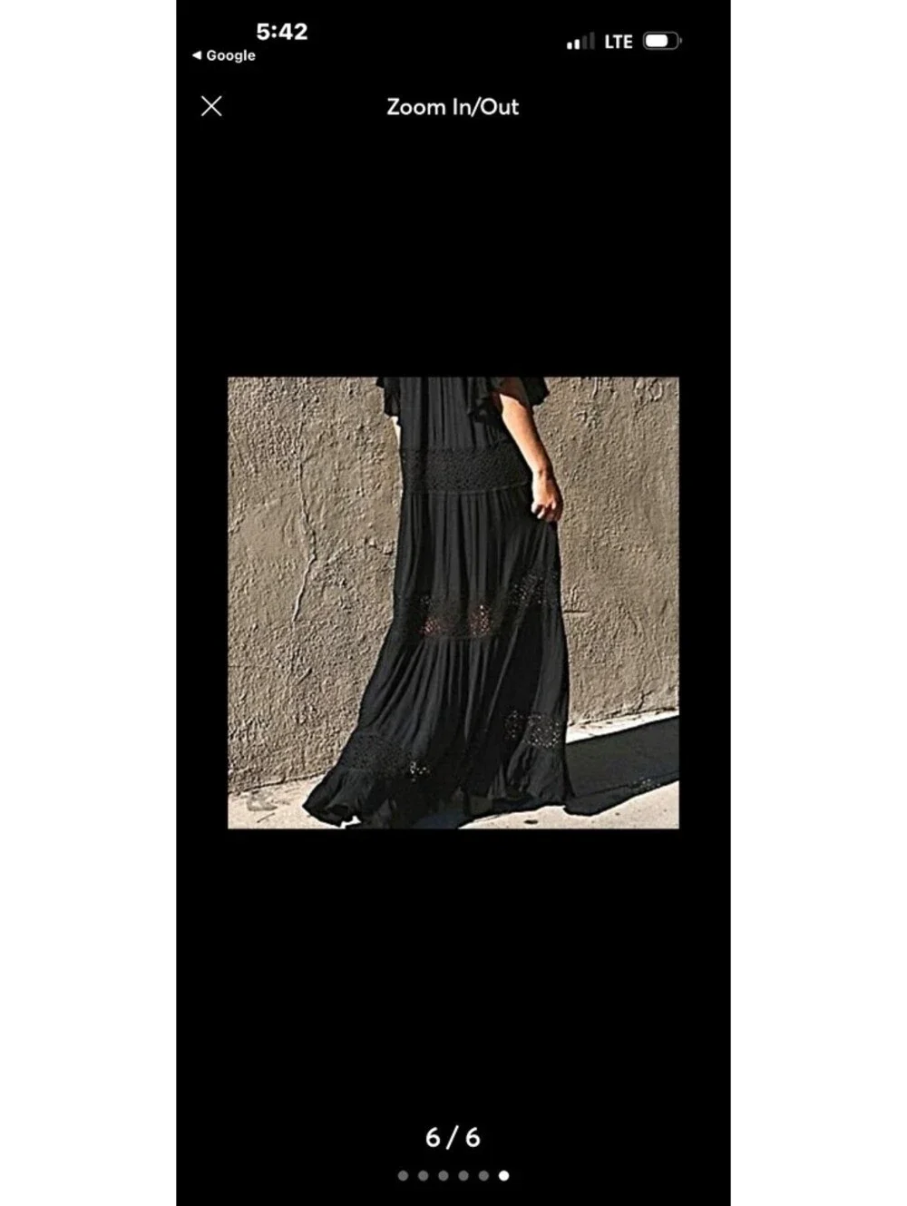 Free People Dream On Maxi Dress ruffle flutter sleeves lace panel SIZE XS #1355